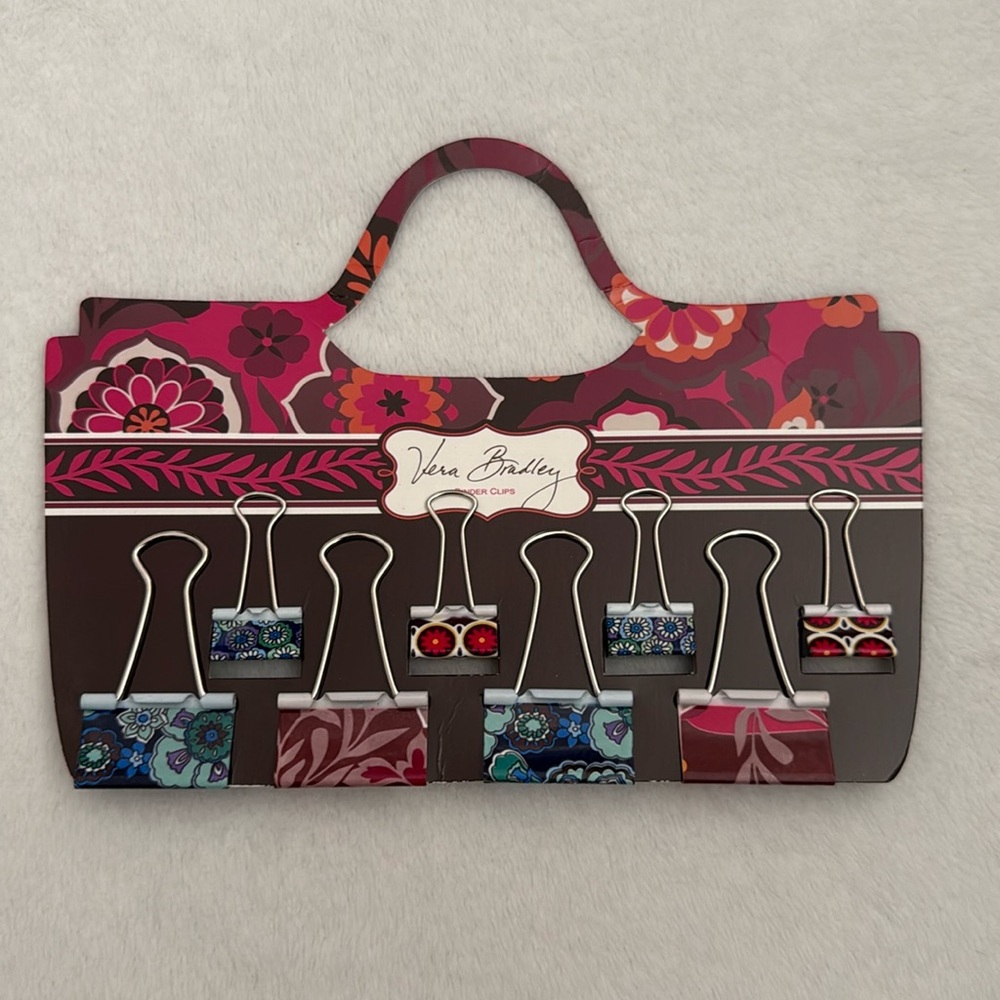 {NWT} Vera Bradley | Carnaby Blue Rhapsody Retired Metal Binder Clips Set (8pc)
